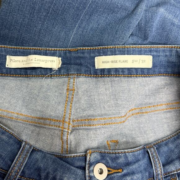 Pilcro and Letterpress High Rise Flare Cropped Jeans Button Fly size 32 - Picture 8 of 8